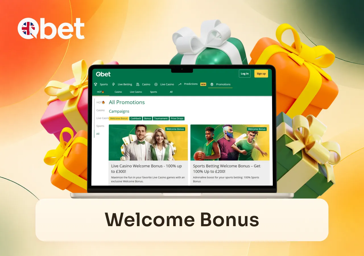 Welcome bonus promotions available on desktop with featured casino and sports rewards.