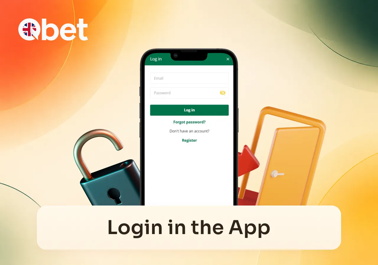 Qbet Casino provides a mobile login screen for secure access to the betting account.