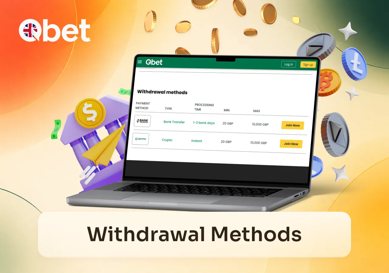 Withdrawal methods include bank transfer and cryptocurrency payment options.